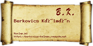Berkovics Kálmán névjegykártya